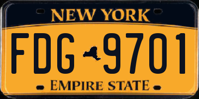 NY license plate FDG9701