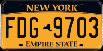 NY license plate FDG9703