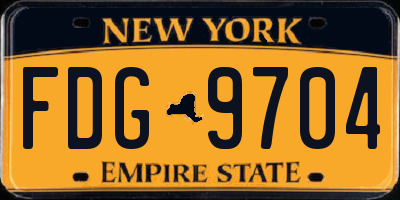 NY license plate FDG9704