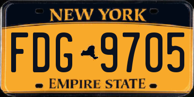 NY license plate FDG9705