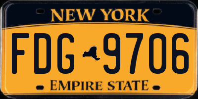 NY license plate FDG9706