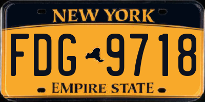 NY license plate FDG9718