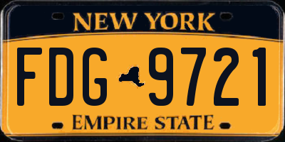 NY license plate FDG9721