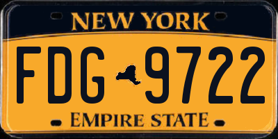 NY license plate FDG9722
