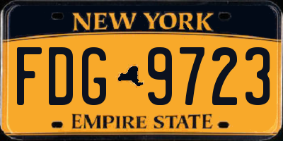 NY license plate FDG9723
