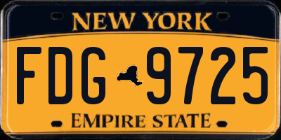 NY license plate FDG9725