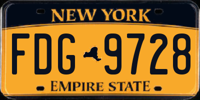 NY license plate FDG9728
