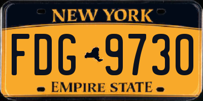 NY license plate FDG9730