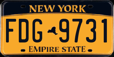 NY license plate FDG9731