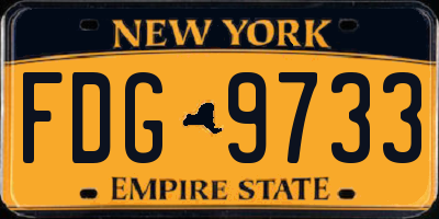NY license plate FDG9733