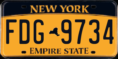 NY license plate FDG9734