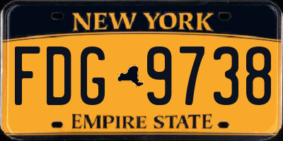 NY license plate FDG9738