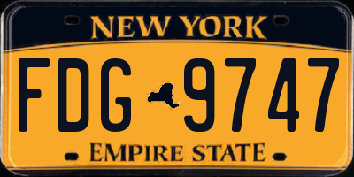 NY license plate FDG9747