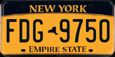NY license plate FDG9750