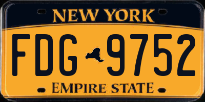 NY license plate FDG9752
