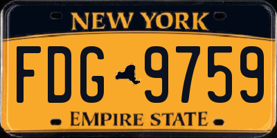 NY license plate FDG9759