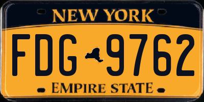 NY license plate FDG9762