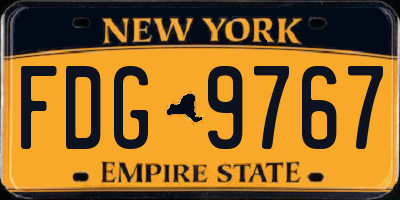 NY license plate FDG9767