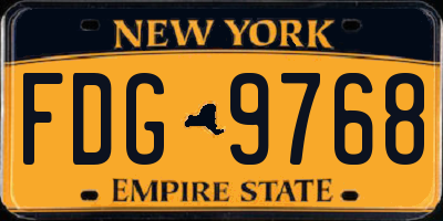 NY license plate FDG9768