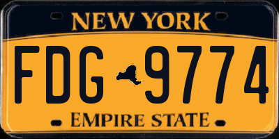 NY license plate FDG9774