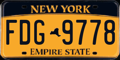 NY license plate FDG9778