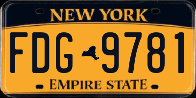 NY license plate FDG9781