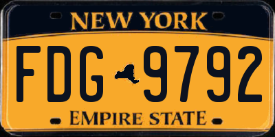 NY license plate FDG9792