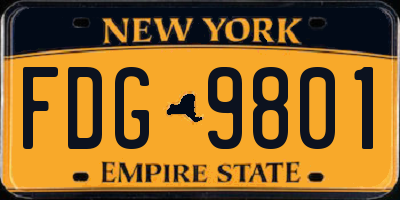 NY license plate FDG9801
