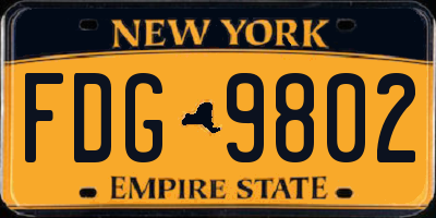 NY license plate FDG9802
