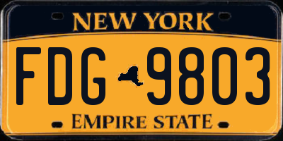 NY license plate FDG9803