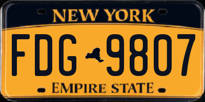 NY license plate FDG9807