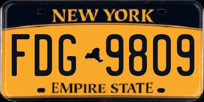 NY license plate FDG9809