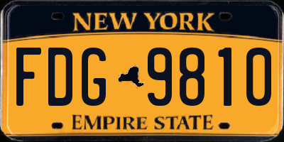 NY license plate FDG9810