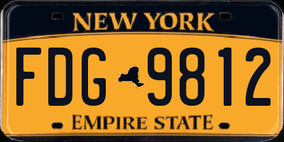 NY license plate FDG9812