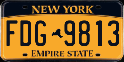 NY license plate FDG9813