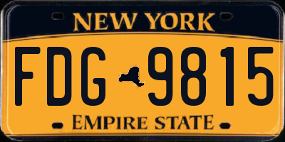 NY license plate FDG9815