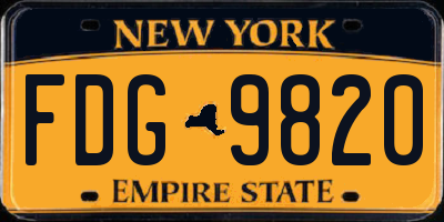 NY license plate FDG9820