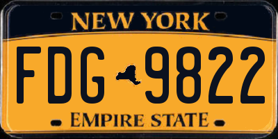 NY license plate FDG9822