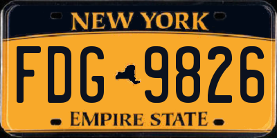 NY license plate FDG9826