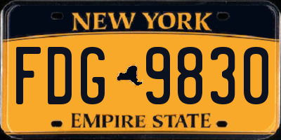 NY license plate FDG9830