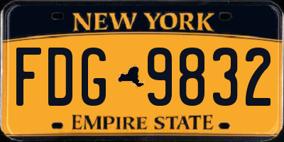 NY license plate FDG9832