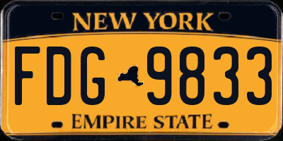 NY license plate FDG9833