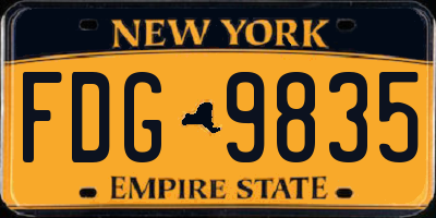NY license plate FDG9835