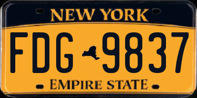 NY license plate FDG9837