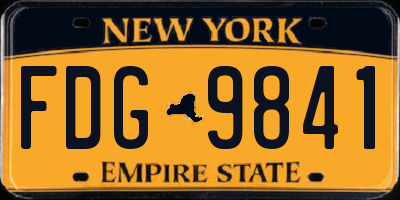 NY license plate FDG9841