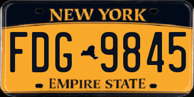 NY license plate FDG9845