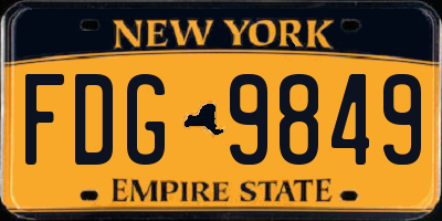 NY license plate FDG9849