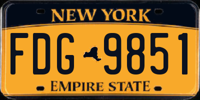 NY license plate FDG9851
