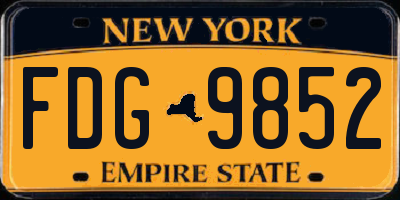 NY license plate FDG9852