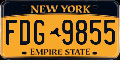 NY license plate FDG9855